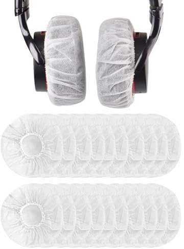 VBNZBK Lot de 100 housses d'écouteurs en non-tissé, respirantes, antibactériennes, anti-poussière et réutilisables pour la plupart des casques supra-auriculaires