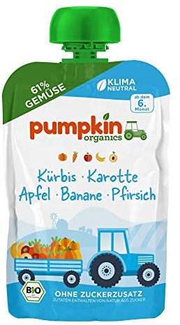 Pumpkin Organics Quetschie - Wonne mit Gemüsepürree, 100g (2er Pack)