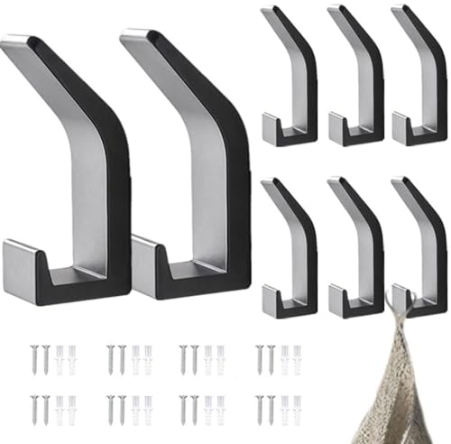 mumisuto 8 Stück Garderobenhaken Schwarz, Kleiderhaken Wand, Doppelhaken Moderne Wandhaken für Küchen, Türen, Bäder, Foyers