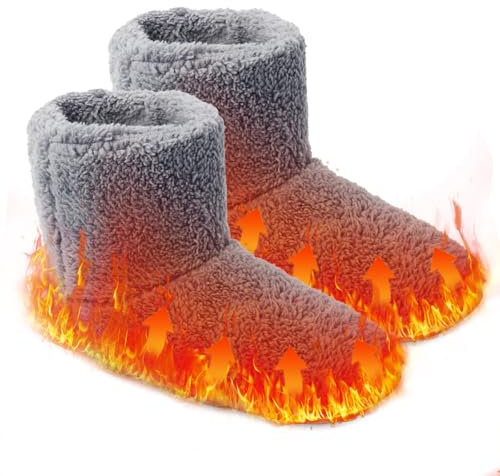 IXYHKB Scaldapiedi Elettrico, Scaldapiedi Elettrico Piedi Peluche, Pantofole Riscaldate Elettricamente, Lavabile Scalda Piedi Casa Elettrico per Uomo e Donna, Interni ed Esterni (Grigio)