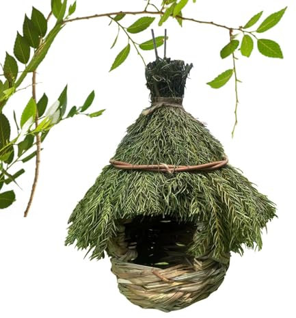 Jiimhte Grasvogelnest,Grüner Hinterhof-Vogelhaus,Handgewebtes Vogelnest | Handgewebtes Vogelhaus, Kanariennest, Spatzenhaus für Zweige, Ranken