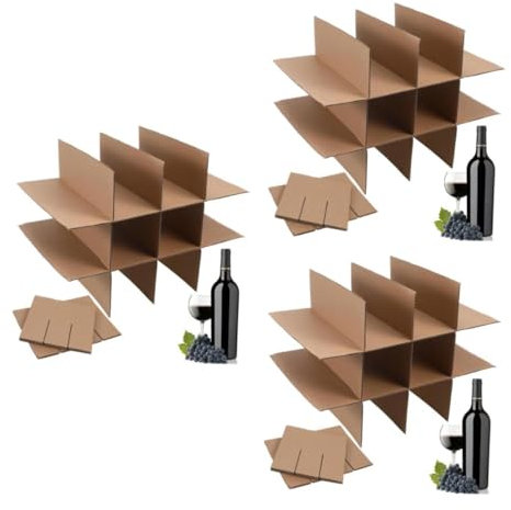 STOBOK 3 Sätze Mit Trennwänden Mittlere Umzugskartons Weinflaschenkartons Für Den Umzug Trennwände Für Umzugskartons Glasverpackungsteiler Papier Beige 5 Stück * 3