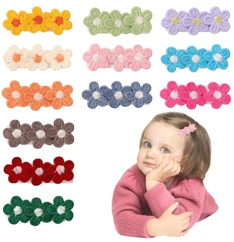 WERIGONI Set di 12 Mollette Capelli Neonata, Mollette per Capelli Antiscivolo Completamente Foderate Adatte a Neonati e Bambini Piccoli