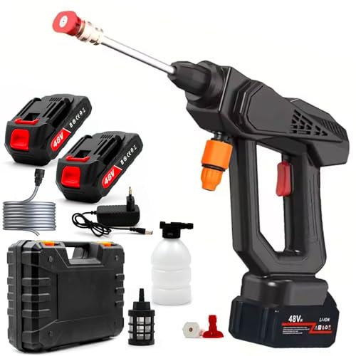 081 Store - Idropulitrice a batteria 48V Alta Pressione 30Bar Portatile Senza Fili 6 Getti Regolabili 8000mAh, Idropulitrice alta pressione Tubo 3mt e comoda valigetta ASSISTENZA IMMEDIATA