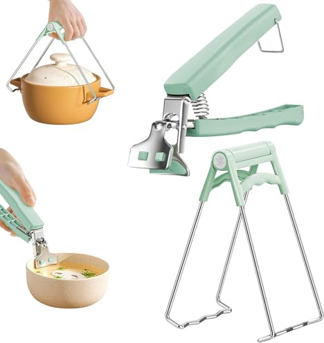 Set di 2 pinze per piastre calde per spostare piatti caldi, ciotole, pizza, friggitrice ad aria, forno a microonde con cibo fuori (verde)