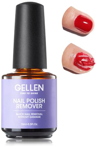Gellen 15ml Gel Polish Remover for Nails, Professional Gel Nail Polish Remover with Cuticle Pusher Cleanser Pads, 3-5 Minutes Quick Easy Removal, No Need to Wrap or Soak