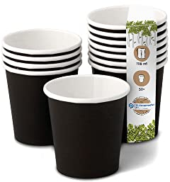 BIOZOYG 50 Stück Kaffeebecher Pappbecher 100ml / 4 oz Ø 62 mm schwarz - Einwegbecher plastikfrei - Becher aus nachhaltiger Forstwirtschaft - Kaffeebecher Einweg