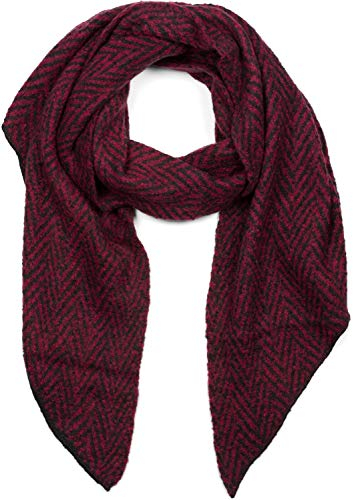 styleBREAKER Damen weicher Web Schal mit Zick Zack Zacken Muster in asymmetrischer Form, warm Winter, Stola 01017129, Farbe:Bordeaux-Rot-Schwarz