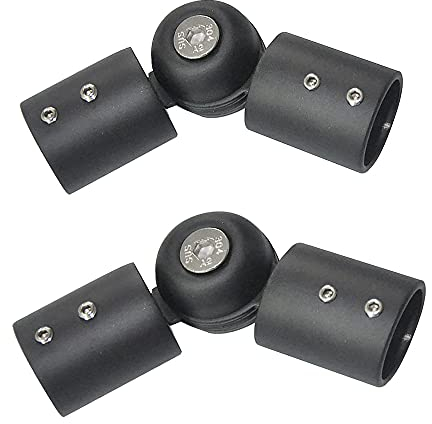 Robuste Eckverbinder für Gardinenstangen, 19 mm, Edelstahl, verstellbar, Scharnier, für Erkerfenster-Gardinenstangen, Schwarz, 2 Stück