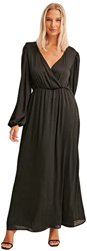 NA-KD Balloon Sleeve Structured Maxi Dress, Vestido Casual Mujer, Black, EU 36