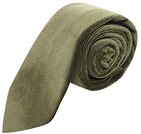 King & Priory Corbata de terciopelo texturizado verde oliva para niños, verde, Talla única