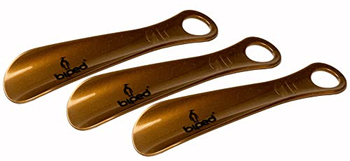 biped 3er Set Schuhanzieher Kunststoff - 18 cm Schuhlöffel - deutsche Herstellung z1570(metallic-gold)