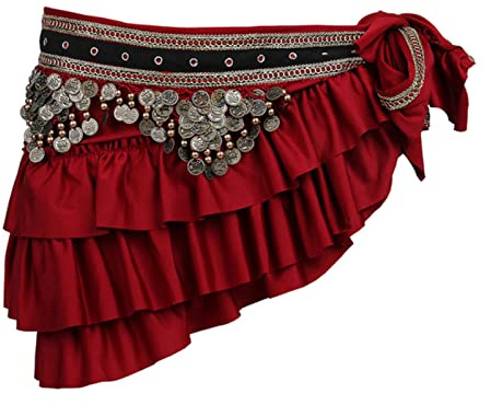 SARGE Ropa de Danza del Vientre Tribal, Accesorios de Disfraz de Gitana, Envoltura de Flecos, Cinturones de Monedas Retro, Bufanda de Cadera, cinturón de Danza del Vientre