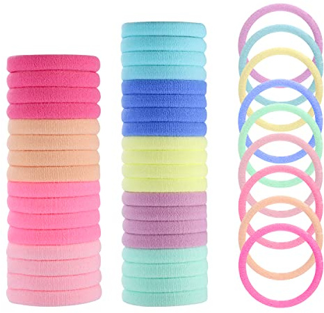 100 Pcs Elastique Cheveux, 4,3cm Elastique Cheveux Femme sans Couture Multicolore Chouchou Cheveux Fille Femmes pour Queue de Cheval Enfants Bébé