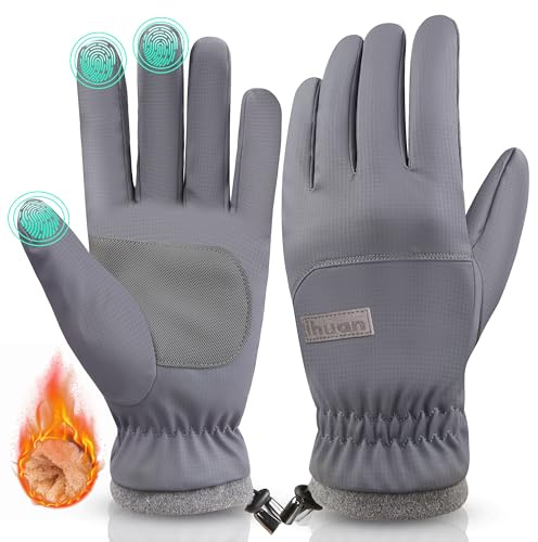 ihuan Winter Waterproof Ski Gloves Men Women, Snow Warm Cycling Cold Weather, Driving Biking Running
