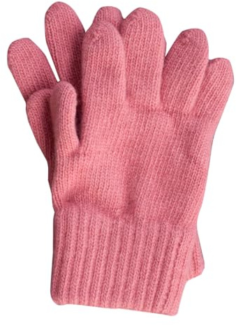FosterNatur, Children's finger gloves/knitted gloves/wool gloves, 100% merino wool, extra fine, pink, 2