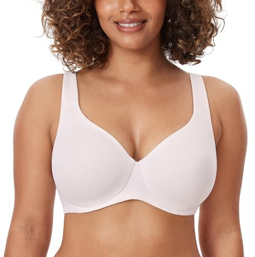 Delimira Women's Minimiser Bra Plus Size Non Padded Underwired Seamless Comfort Bras Coconut White 34F
