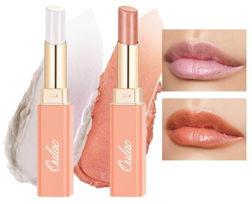 Oulac Rouge a Levre et Baume a Levre 2 in 1 - Rouge à Lèvres Juteux et Brillant, Soin Pour Les Lèvres, Hydrate les Lèvres Sèches, Gercées et Abîmées, Vegan