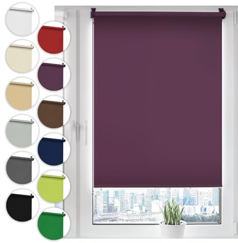 Verdunkelungsrollo Klemmfix ohne Bohren 40cm x 210cm Violett Verdunklungsrollo Fensterrollo Rollo Seitenzugrollo Klemmrollo für Fenster & Tür