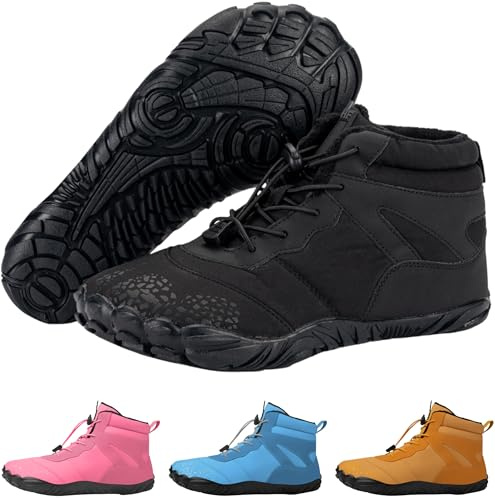 Vindra Flex Barefoot Winter Boots for Women & Men – Non-Slip, Lightweight, Wide Toe Box, Minimalist Walking Shoes for Healthy Foot Posture Black