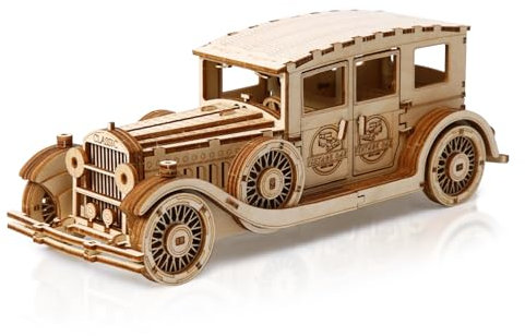 Hallisun 3D Holzpuzzle für Erwachsene, 3D Puzzle Oldtimer Mechanischer Modellbausatz, Holz DIY Retro Modellautobau, Vintage Konstruktionsbastelset, DIY Weihnachtsgeburtstagsgeschenke, 187 Teile