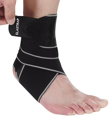 elastrap Tendinite Tendon Talon d'Achille Gonflé Inflammation - Bande Cheville Strapping Chevillère - Douleurs et Blessure Rupture (Sangle compressive NOIRE)