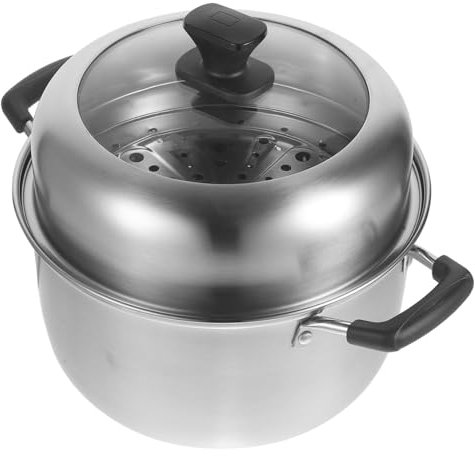 MOTHNUR 1pezzi Pentola Vapore Acciaio Inossidabile da Multifunzione per Cottura Vapore Zuppe e Piatti Caldi Compatibile con Induzione Maniglie Antiscottatura per Uso Facile e Sicuro