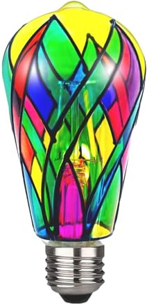 Hjatirace Ampoule LED en vitrail, lampe de nuit colorée, lumière peinte en verre, base standard E26, ajoute une atmosphère artistique, 13 cm, pour rassemblement, lecture