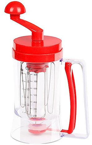CIYODO Dispenser Manuale per Pastella con Misurino e Frusta Interna Dosatore Ergonomico per Impasto di Pancake Muffin Crepes e Torte con Bocca Larga e Segni di Misura Strumento Pratico PE