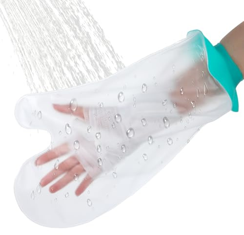 Bewudy Fundas de fundición para brazo de ducha, cubierta impermeable para ducha, protector de mano reutilizable, protector de mano impermeable para niños, mantiene heridas secas, sello elástico