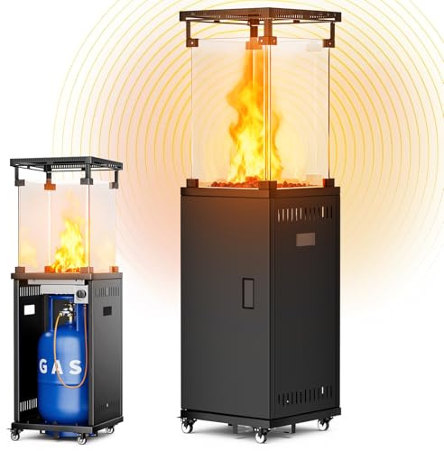 Obqer Gas Patio Heater, Portable Outdoor Heater With 360° Wheels, Piezo Ignition, Low Energy Consumption, Tip-Over Protection, Fast Heating, Patio Heaters Outdoor For Garden/Catering