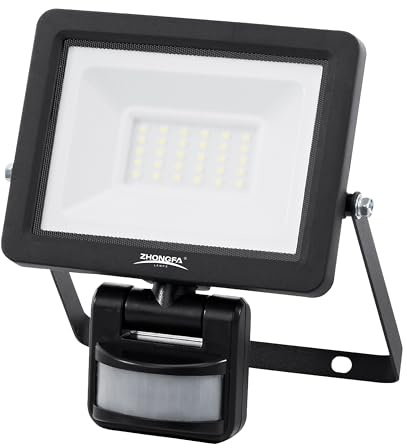 ZHONGFA LED Floodlights Outdoor Security Motion Sensor Pir Mains Powered Lights (20W)