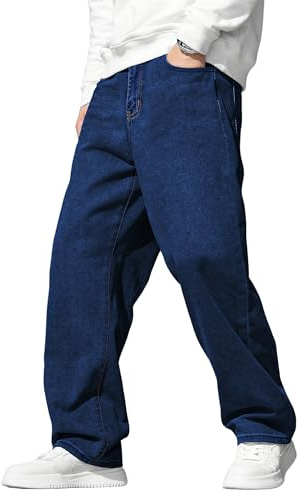 JMIERR Men's Jeans Baggy Wide Leg Jeans Skater Hip Hop Denim Pants Y2K Vintage Loose Fit Streetwear