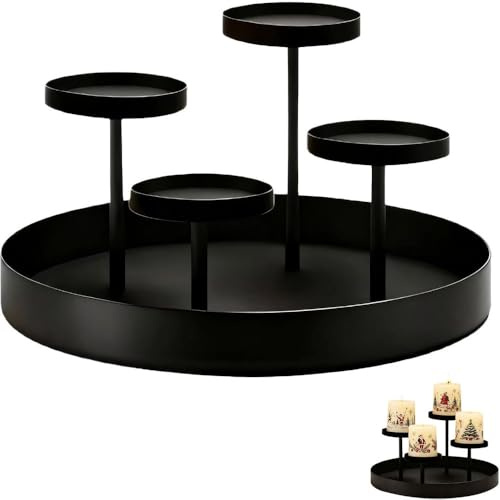 Advent Wreath Modern Candle Holder Advent Wreath Metal Black Candle Holder Advent Wreath Diameter 20 for 4 Candles, Advent Arrangements for Advent Christmas Decoration