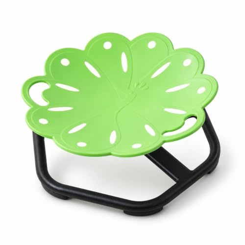 Folpus Siège d'Entraînement Enfant Chaise Pivotante Fauteuil Rotatif Siège Sensoriel Tabouret Ludique avec Poignées Latérales, Métal Base-Vert, Chaise Pivotante Lumineuse en Forme De Paon