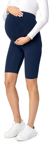 Be Mammy Leggins Premamá Cortos para Mujer Shorts para Embarazadas Leggings Cortos de Embarazo Lactancia Mallas Premamá de Viscosa Pantalones de Maternidad 04 (Azul Marino, M)