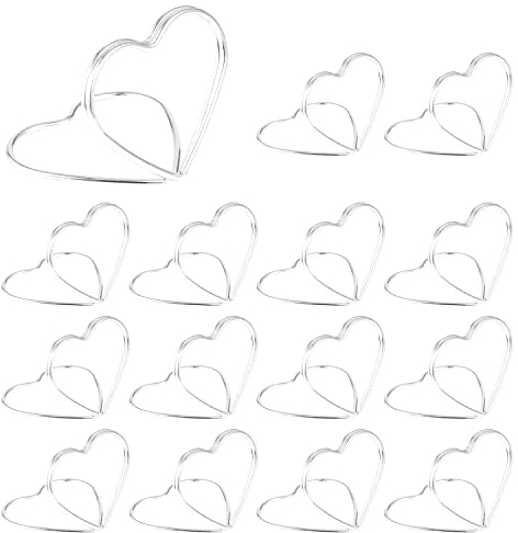 AIEX 48 Stück Tischkartenhalter Hochzeit Herzform Metall (Silber)