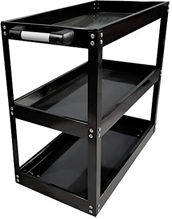 3 Tier Shelf Tool Cart Storage Wheel Cart Trolley Heavy Duty Garage Workshop DIY Tool 450lb Heavy Duty Durable Garage Trolley Workshop 3 Tier Wheel Shelf (Black)