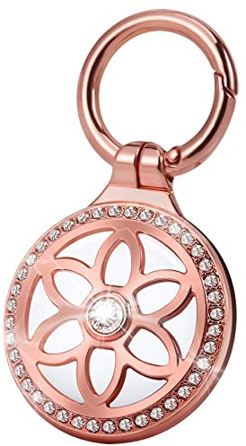 ONEONTA Airtag Porte Clé | Porte Clef Airtag - Metal Etui Airtag - Etui de Protection for Airtag - Support Airtag Anti-Chute et Anti-Rayures pour Chien, Chat, Enfant, Porte, Or rose