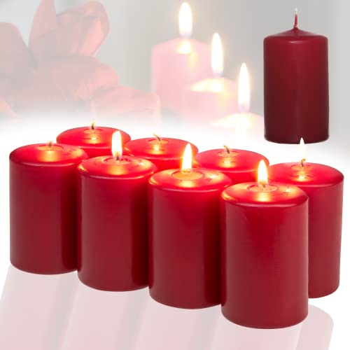 Candelo Juego de 8 velas de Navidad ambiente burdeos – 4,8 cm x 8 cm – Velas de Navidad corona de Adviento – Velas de Adviento – Decoración navideña
