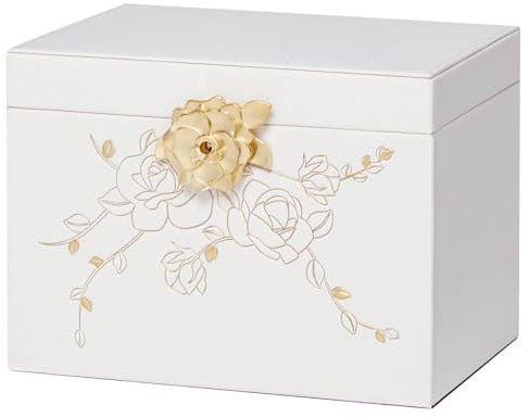 Enthralite Jewellery Box with Lock for Girls: Jewellery Organiser for Dresser - 3-Drawer Earrings Storage Girls Women Gift (White)