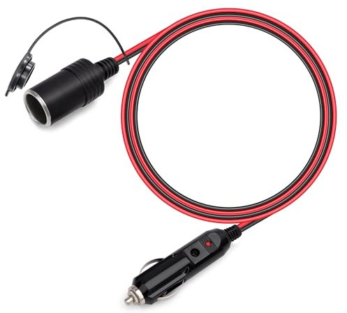 GUNGY Cable de Extensión de Coche 1M Alargador Mechero Coche 12V/24V Adaptador Encendedor a Enchufe con Fusible 15A Encendedor de Cigarrillos a Toma