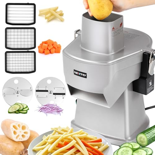 NEWTRY 4 in 1 Tagliaverdure e affettaverdure elettrico, tritatutto commerciale per tagliare a dadini, sminuzzare, affettare e tagliare, facile da pulire, lama sostituibile [GJ817 Aggiornato]
