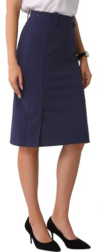 Allegra K Bodycon Midi Pencil Skirt for Women's High Waist Side Slit Office Work Skirts Deep Blue XL