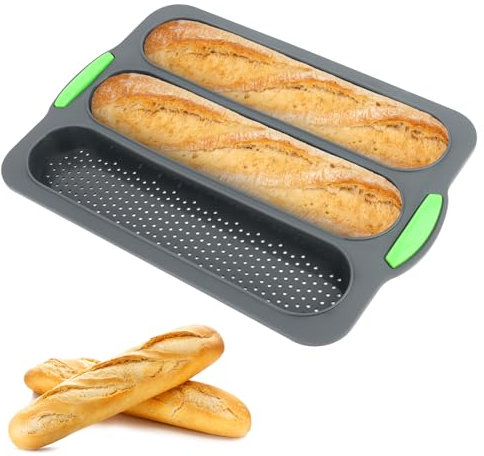 TNOMSNO Baguette Backform, Brötchen Backform Baguette-Backblech Konzipiert für Brötchen, Silikonform Brotbackform zum Backen von Baguetteblechen