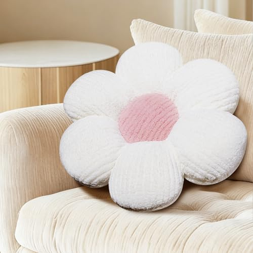 RANJIMA Blumen Bodenkissen, Blumenboden Kissen Tatami Blumenförmiges Plüsch-Dekor Blume Bodenkissen Sitzkissen für Sofa Bett Stuhl Dekoration Geschenke für Mädchen und Frau, 40cm