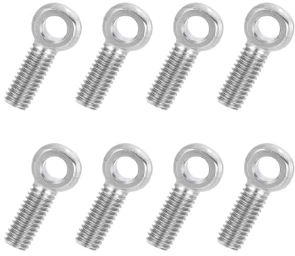 PATIKIL 8 Pz Occhielli Di Sollevamento Oscillanti Con Spalla M6x20mm, 304 Acciaio Inox Metrico Filettatura Completa Occhiello A Forma Di Pesce Foro Scanalato Bullone Colore Argento