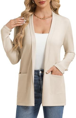 GRACE KARIN Women Lightweight Cardigans Summer Elegant Lapel Long Sleeves