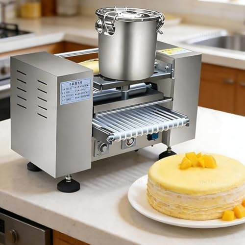 Kommersiell crepe-maskin, non-stick, exakt temperaturkontroll (150–200 ℃), justerbar tjocklek för perfekta crrepes, lätt att använda för restauranger och kaféer