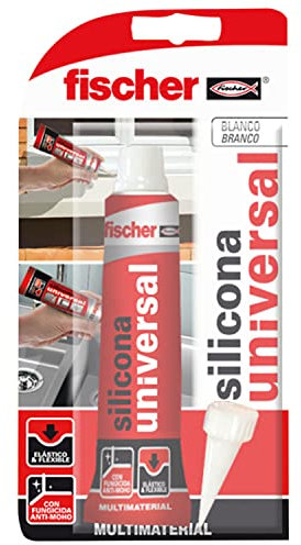 fischer – Silicona Puertas y Ventanas Blanca Antimoho 50 ml | Sellador Neutro para Acristalamiento y Construcción | Alta Elasticidad y Resistencia a la Intemperie